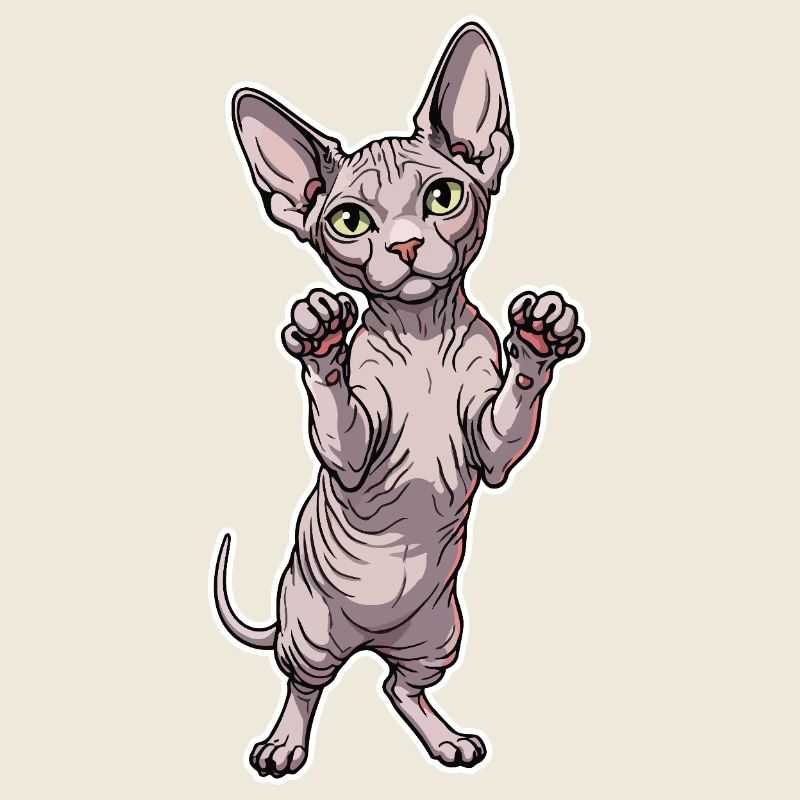 Cute Sphynx Cat Standing Posture Portrait