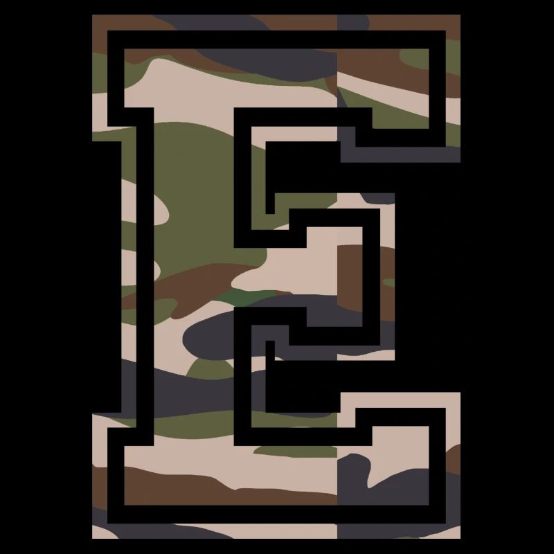 E, Monogramme, Camouflage Vert-Marron