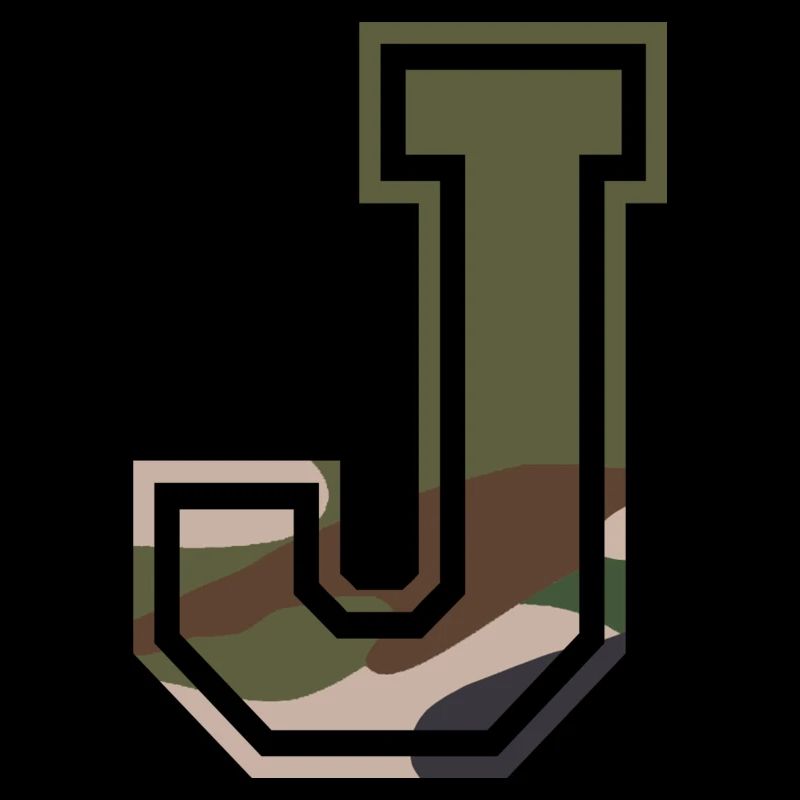 J, Monogramme, Camouflage Vert-Marron