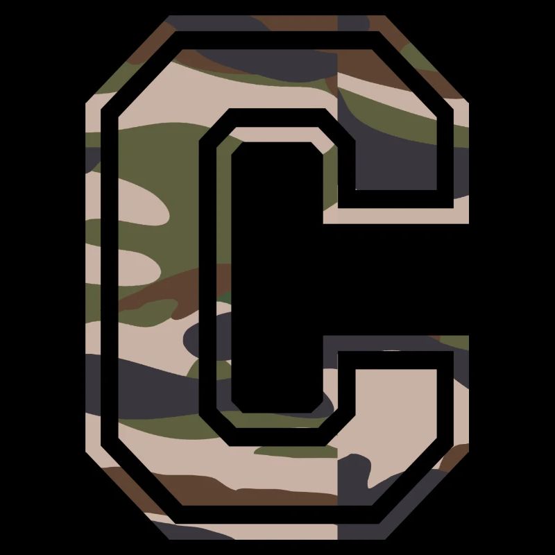 C, monogramme, camouflage vert-brun