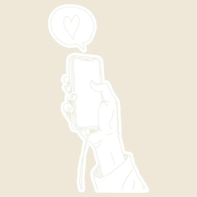 Hand holding mobile phone smartphone with heart