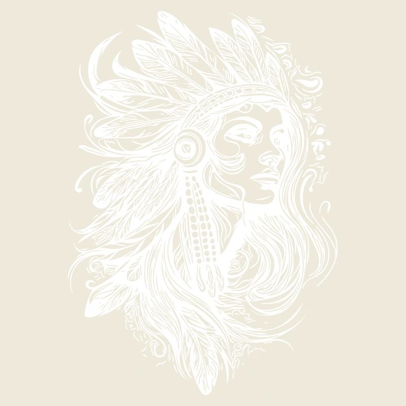 Femme amérindienne visage plume coiffe plumes