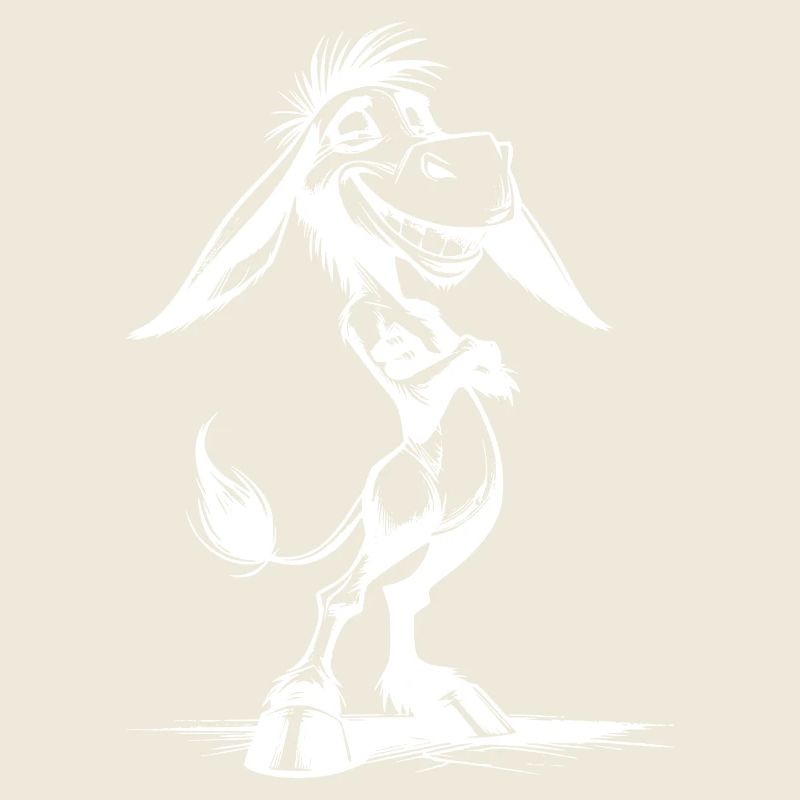 Âne Dessin Animé Souriant Longues Oreilles