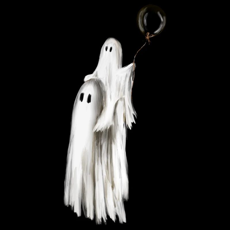 Spooky Season - little ghost on dad's shoulders