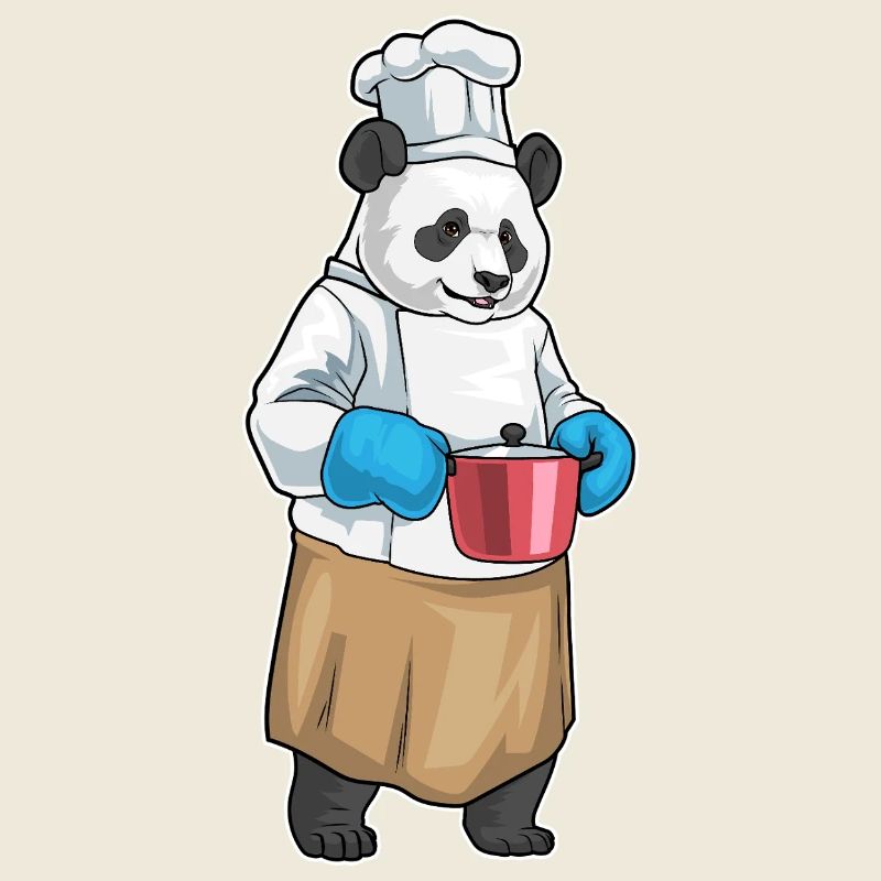 Cuisinier panda Cuisson de la marmite
