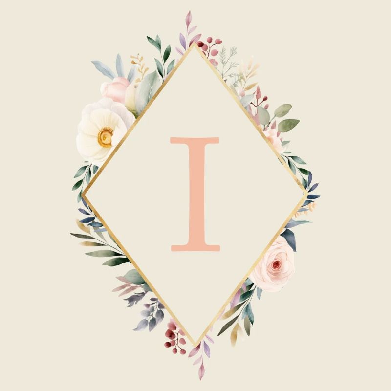 I Monogram, Floral, Boho