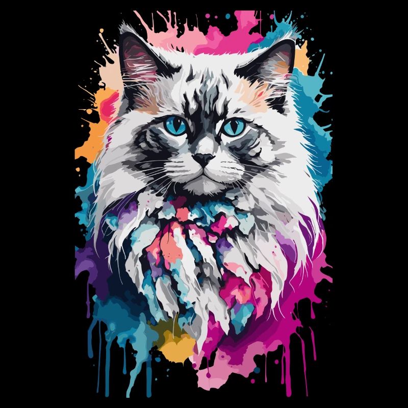 Chat mignon Ragdoll dans un design coloré et cool