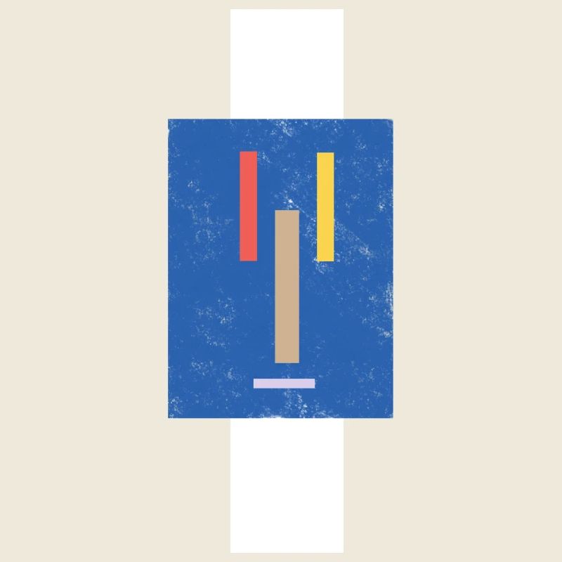 Abstrakte Farbblöcke auf Blaugrund