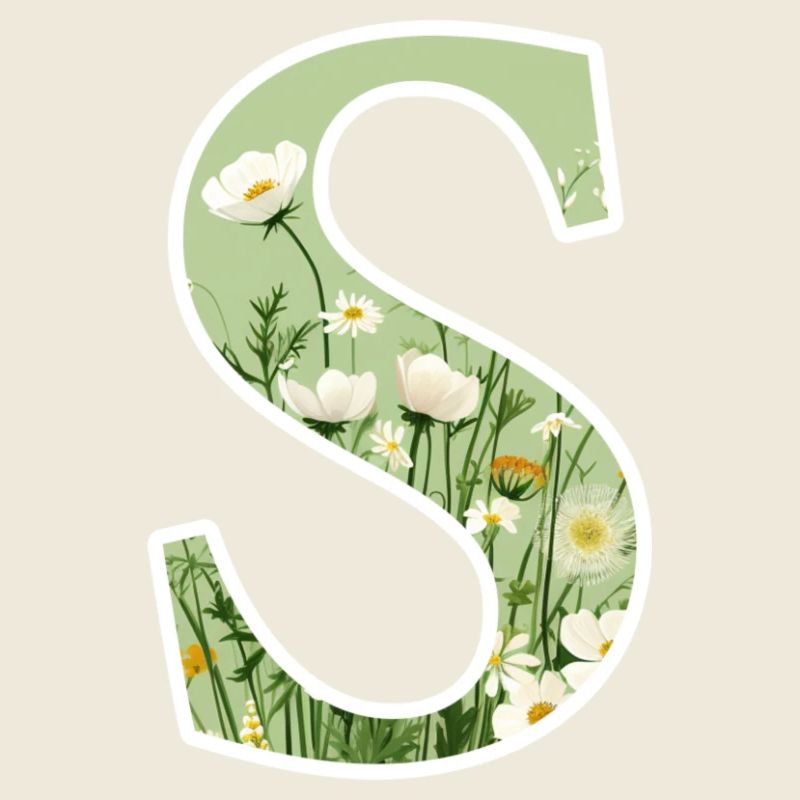 Buchstabe S, Monogramm, Blumenmuster