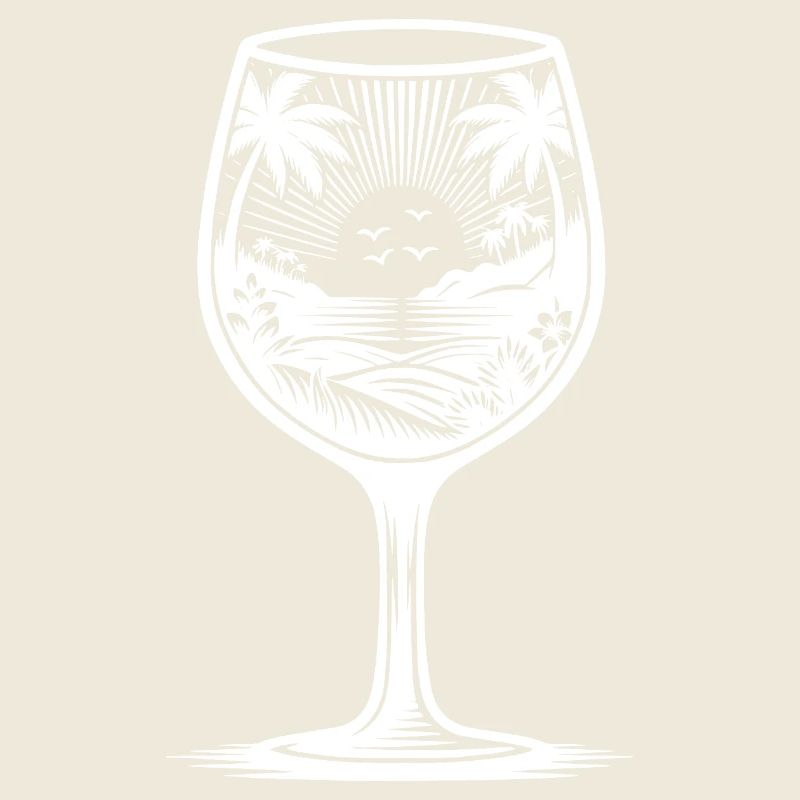 Exotic Sunset Beach Motif Wine Glass