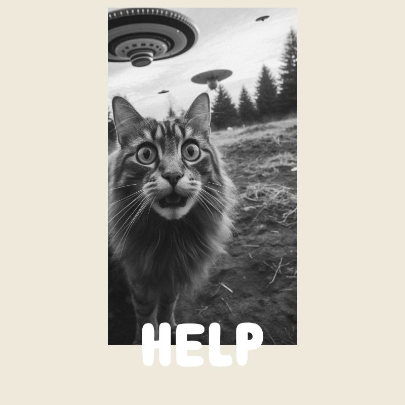 Drôle Chat Selfie Meme Alien UFO