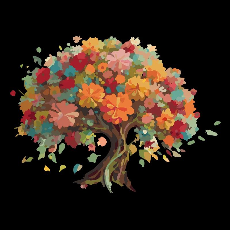 Baum-Bonsai bunt mit Laubblättern