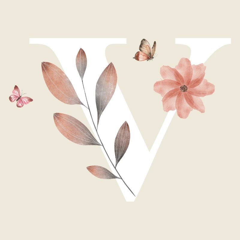 Buchstabe v Wildblumen Aquarelle