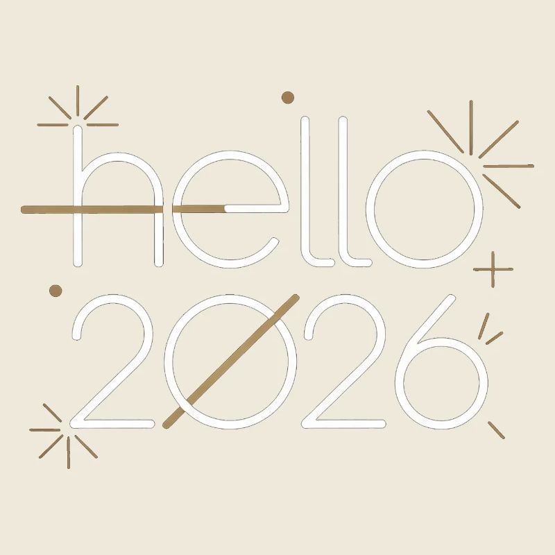 Hello 2026 Line Art Neon