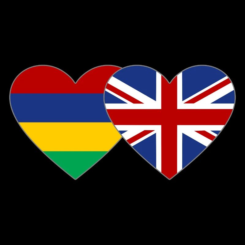 Mauritius England Flagge Herz