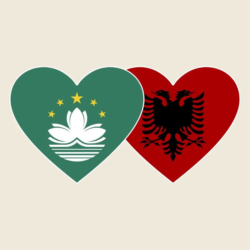 Macau Albanien Flagge Herz