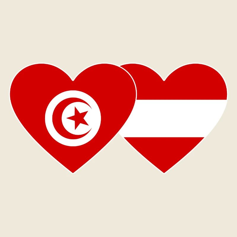 Tunisie Autriche Flag Coeur