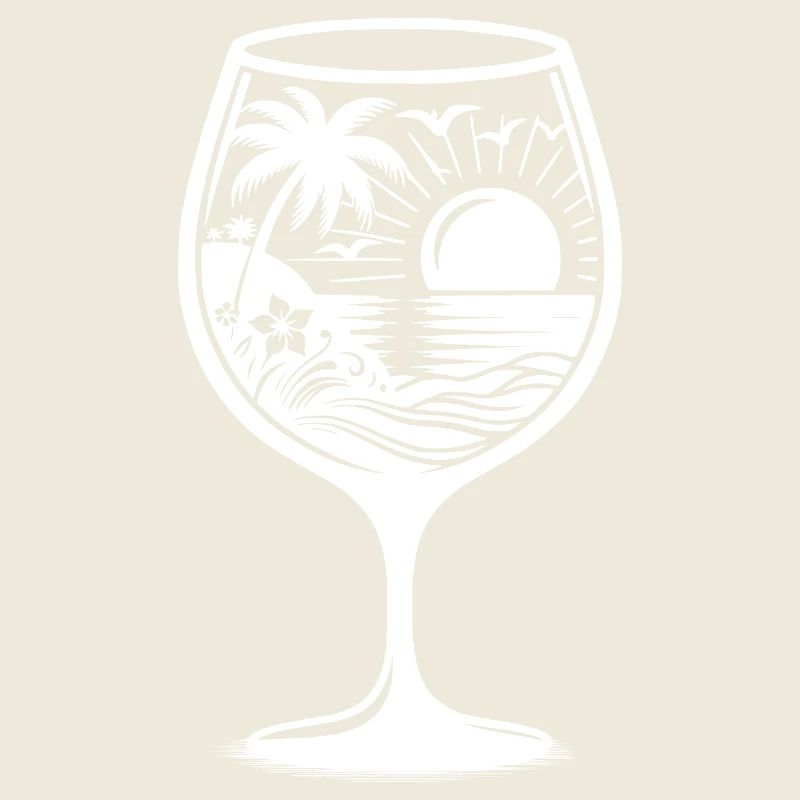 Tropical sunny landscape in a wine glass