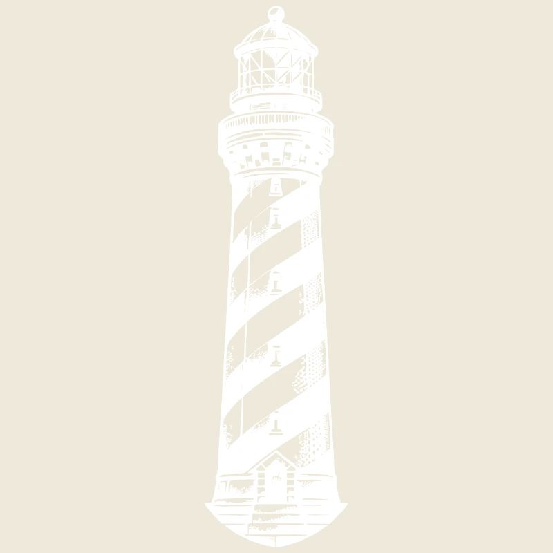 Gestreifter Leuchtturm an der Küste