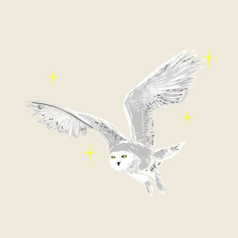 Hand gezeichnete Schneeeule mit Sternen