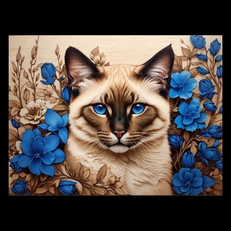 cat blue flowers