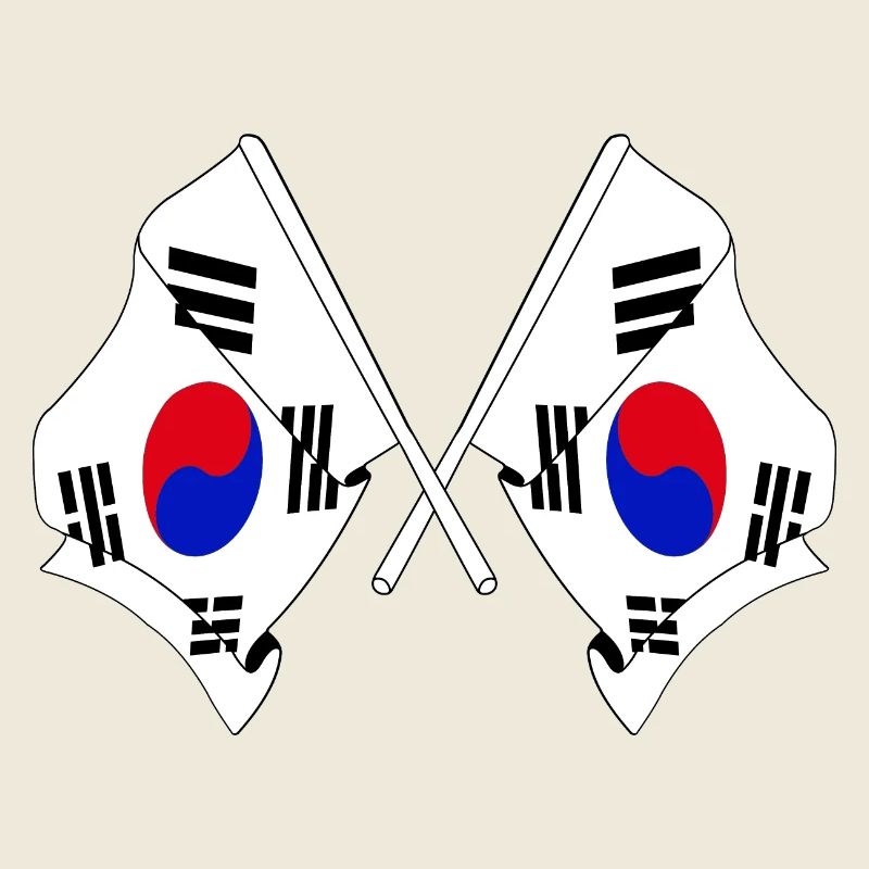 Deux drapeaux croisés de la Corée du Sud