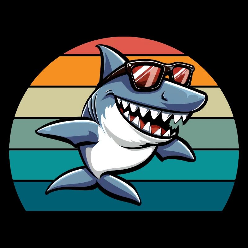 requin rétro drôle plage d’été
