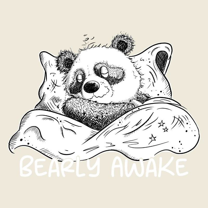 Panda Bär Schläft Mit Spruch Bearly Awake