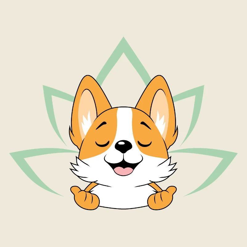 Meditating cute Corgi dog