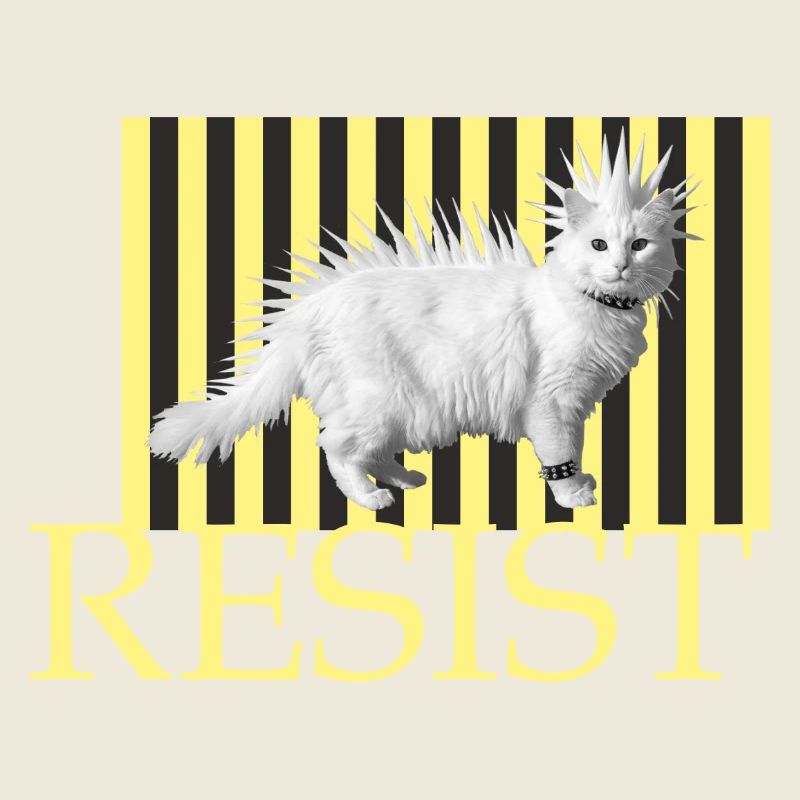 Resist Naughty Cat Stripe Punk Funny Cat