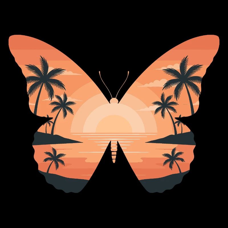 Papillon coucher de soleil sur la plage