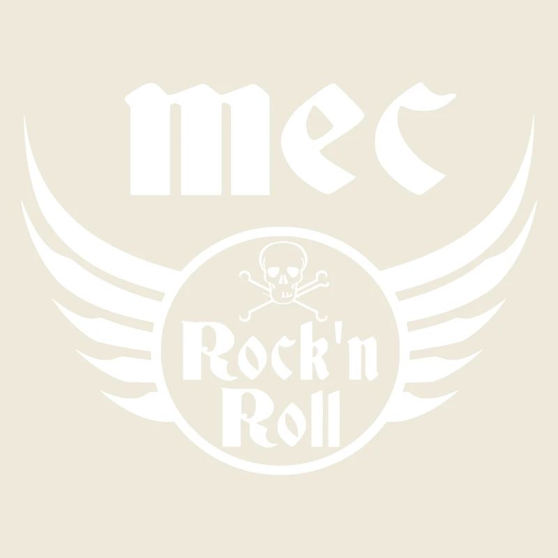 Mec Rock and Roll Crâne Ailes Blanc