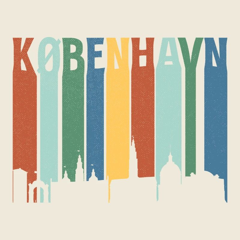 København Neon Skyline Pattern