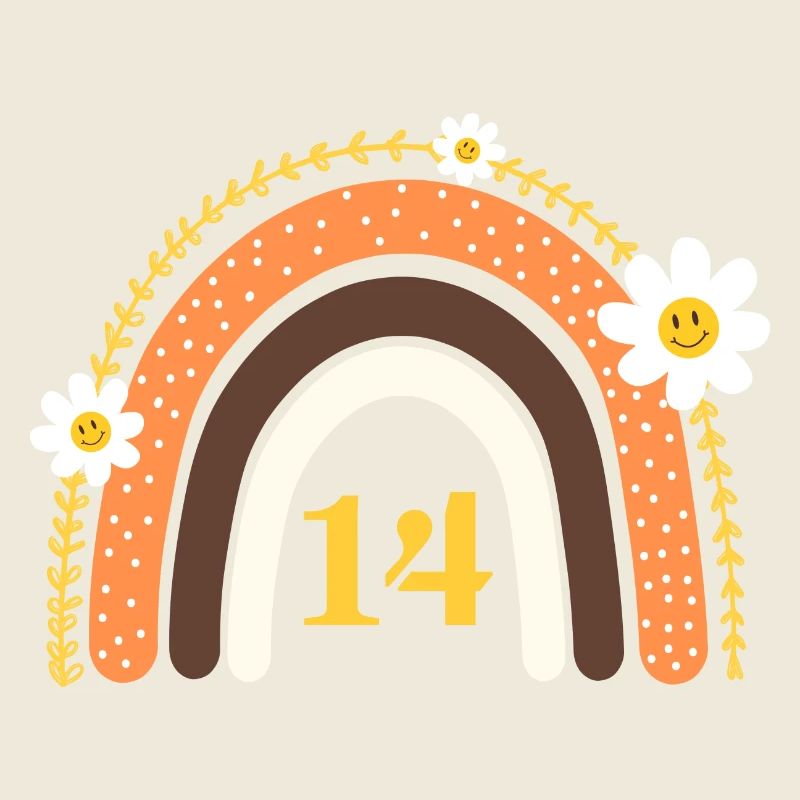 14e anniversaire rainbow jaune