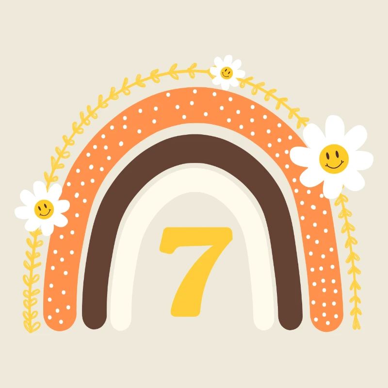7e anniversaire rainbow jaune