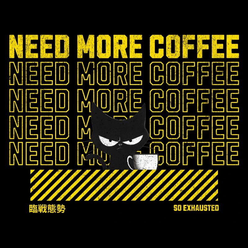 Chat noir avec tasse à café illustration