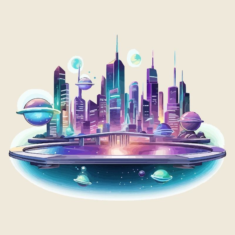 Silhouette de la Cité Spatiale Néon