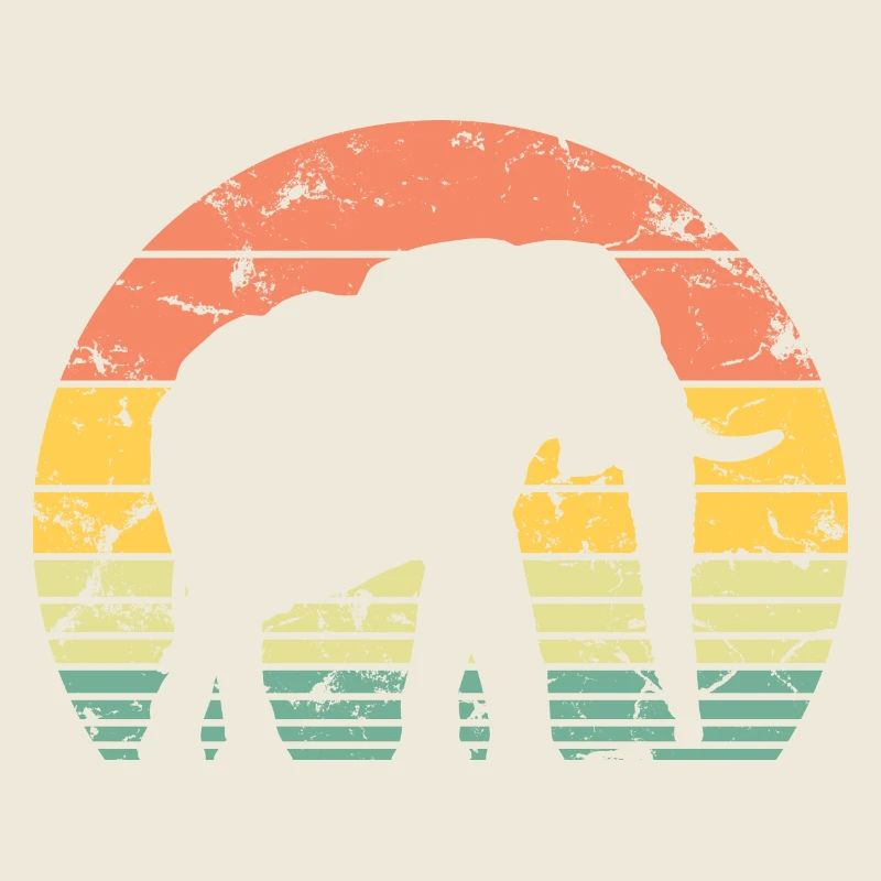 Éléphant Rétro Silhouette Faune Amoureux des éléphants