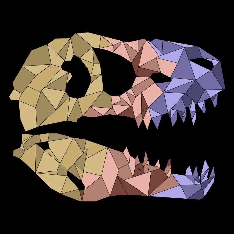 T REX SCHÄDEL geometrisch bunt
