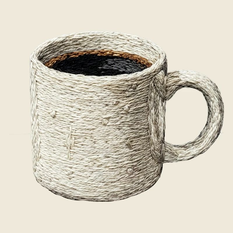 Café filtre brodé – lungo (imprimé)
