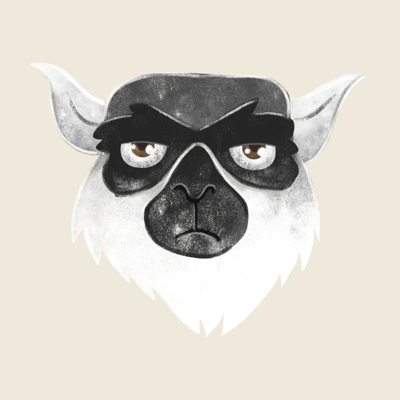 Visage de lémurien malheureux grincheux