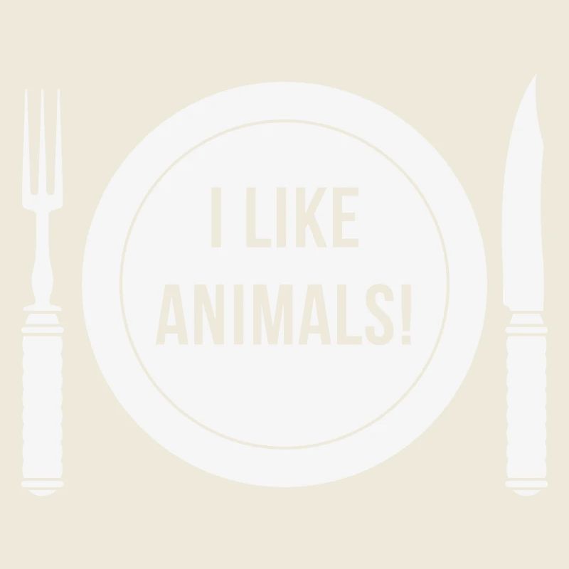 I Like Animals! (Fork / Knife / Plate / White)