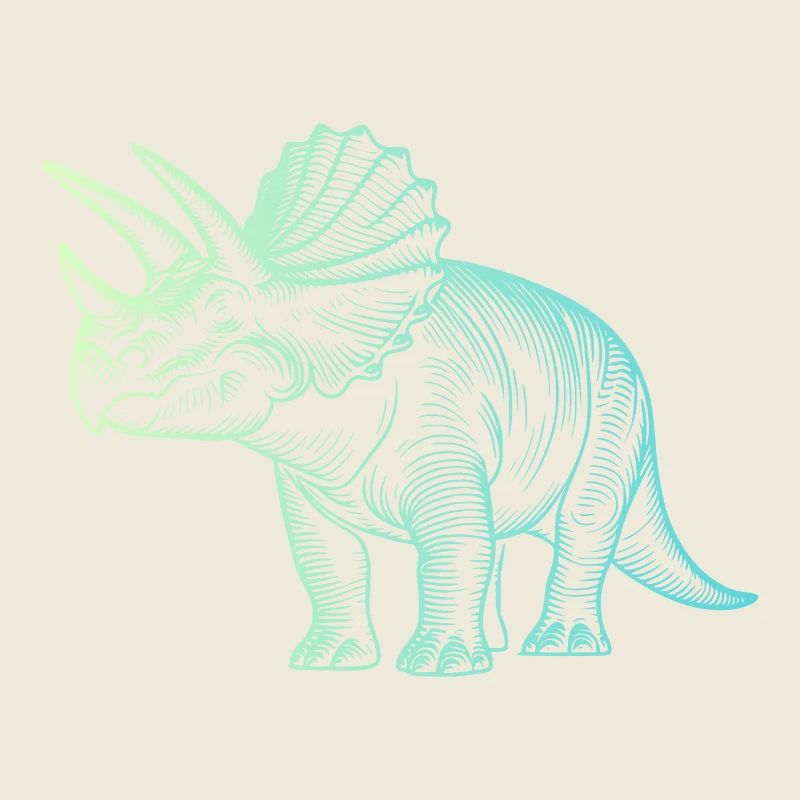 Dessin de dinosaure triceratops dégradé bleu vert