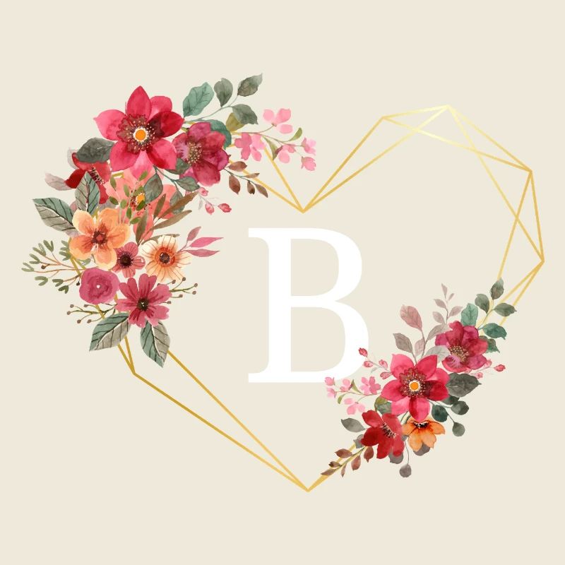 Buchstabe b florales goldenes Herz