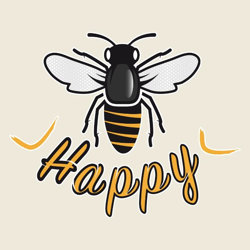 Abeille heureuse avec l’inscription « Happy »