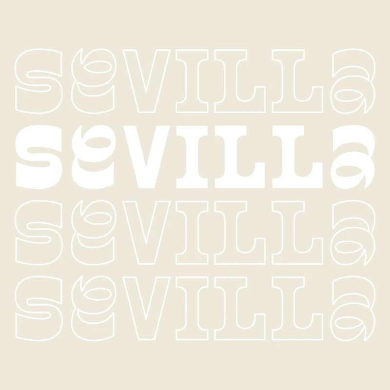 Sevilla Spanish City Repeated Typography logo