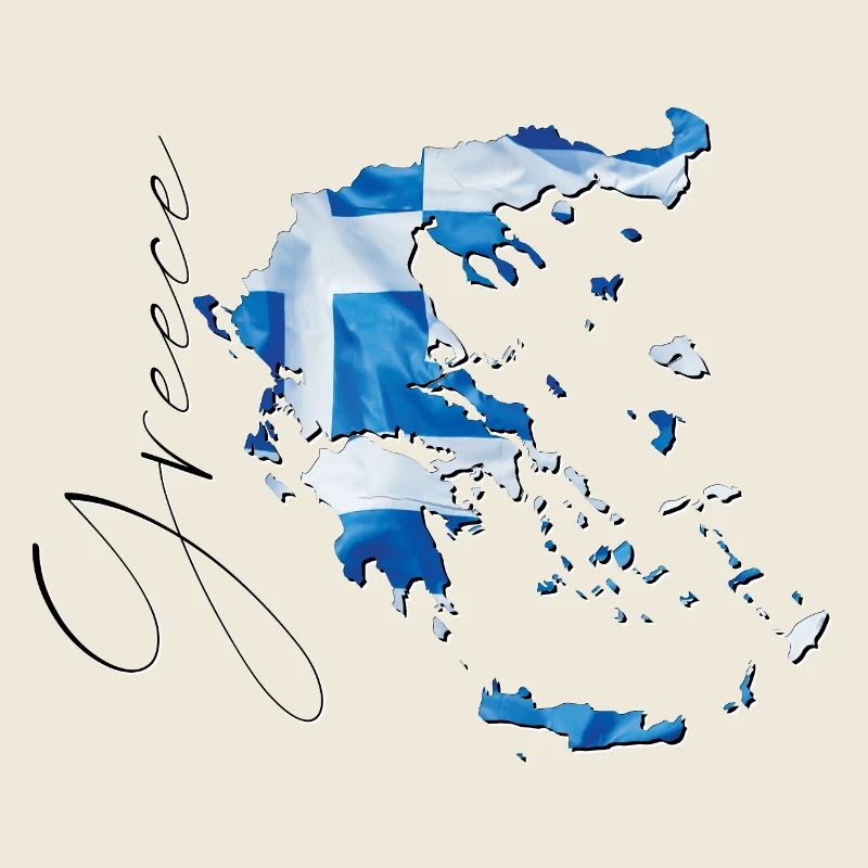 Drapeau de la Grèce en Grèce Carte EN