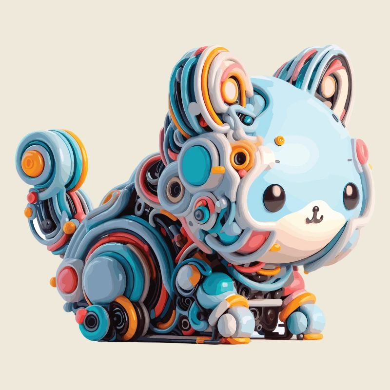 Chat Robot Abstrait Coloré