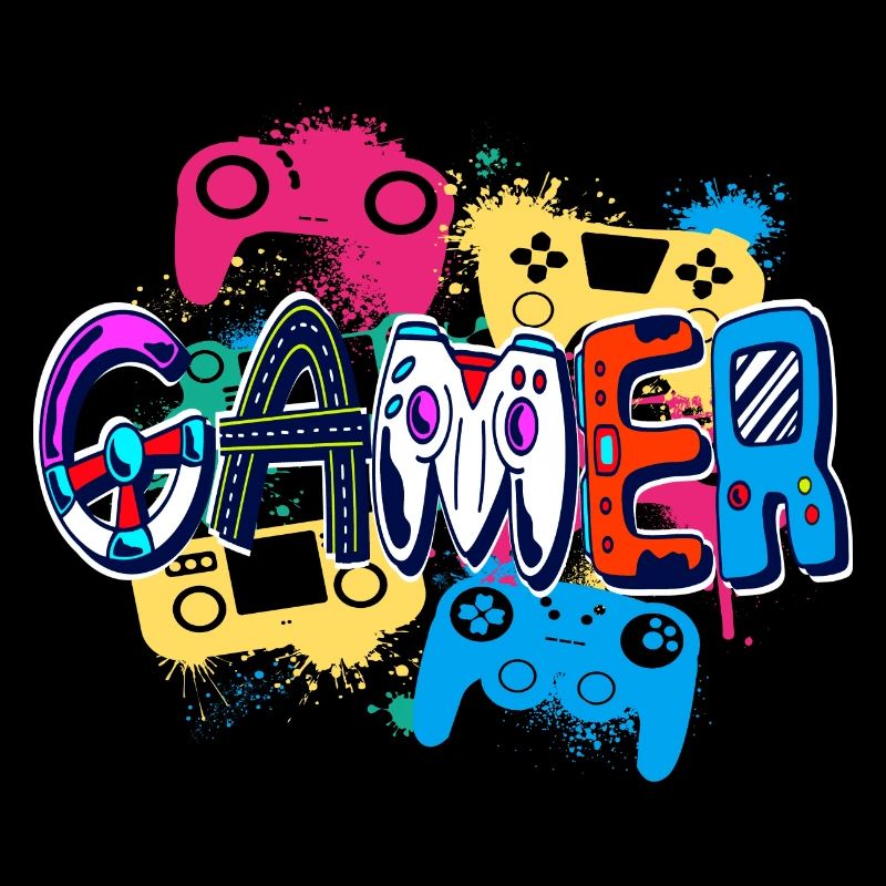 Bunter Gamer Controller Kunststil Poster