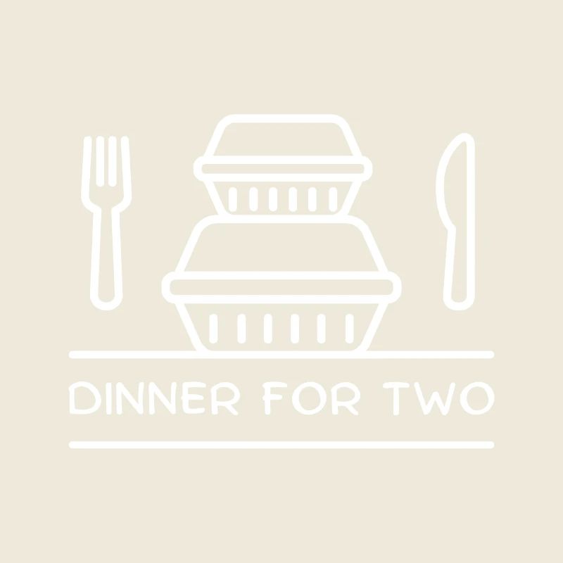 Dinner for two – takeaway boxes, fork, knife.